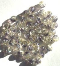 50 6mm Light Yellow and Grey Crackle Glass Beads